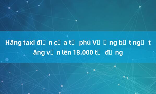 Hãng taxi điện của tỷ phú Vượng bất ngờ tăng vốn lên 18.000 tỷ đồng