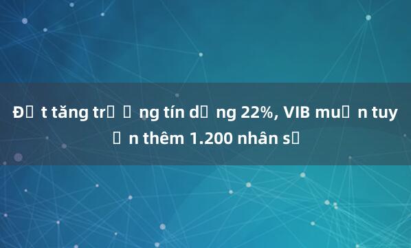 Đạt tăng trưởng tín dụng 22%， VIB muốn tuyển thêm 1.200 nhân sự