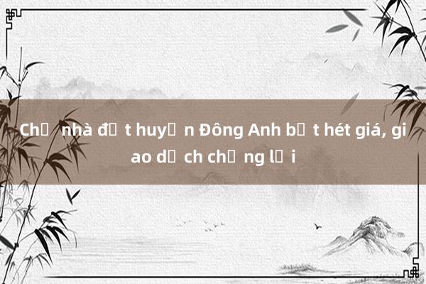 Chủ nhà đất huyện Đông Anh bớt hét giá， giao dịch chững lại